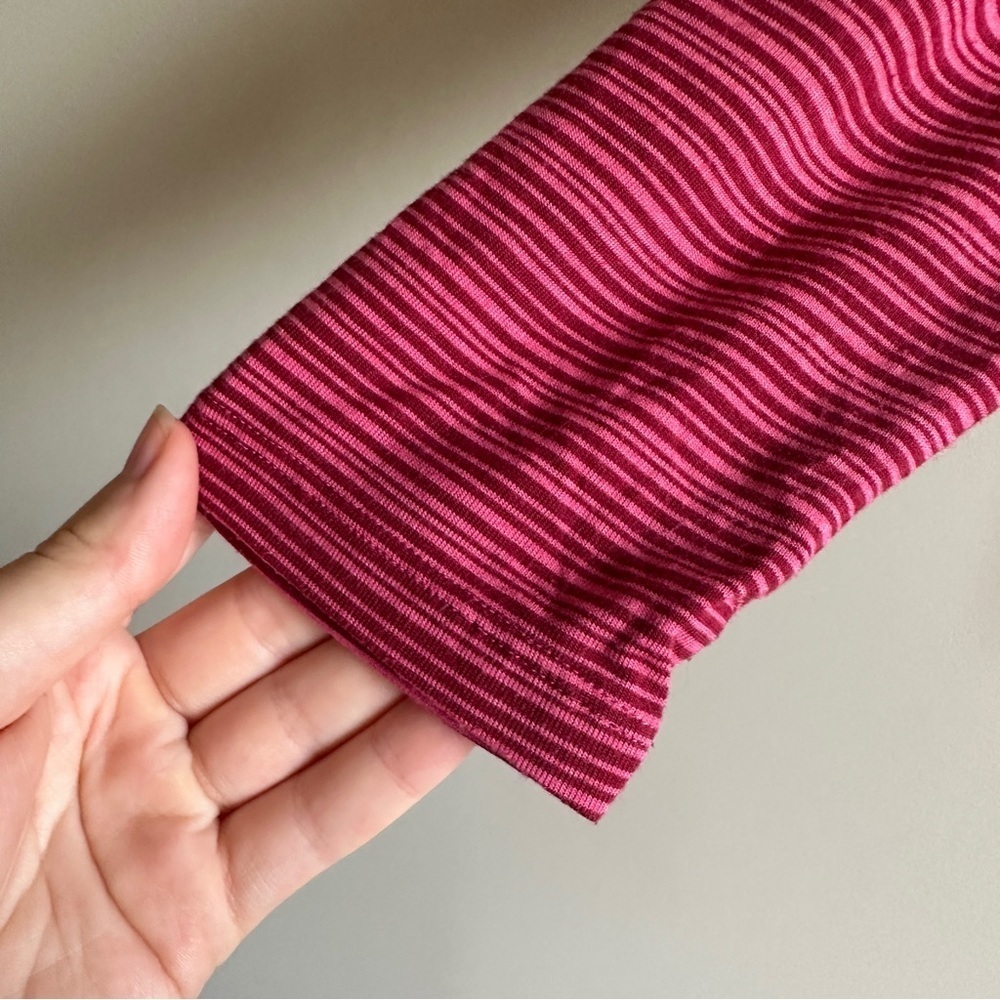 Athleta Pink Red Striped Long Sleeve Top M - Picture 5 of 10